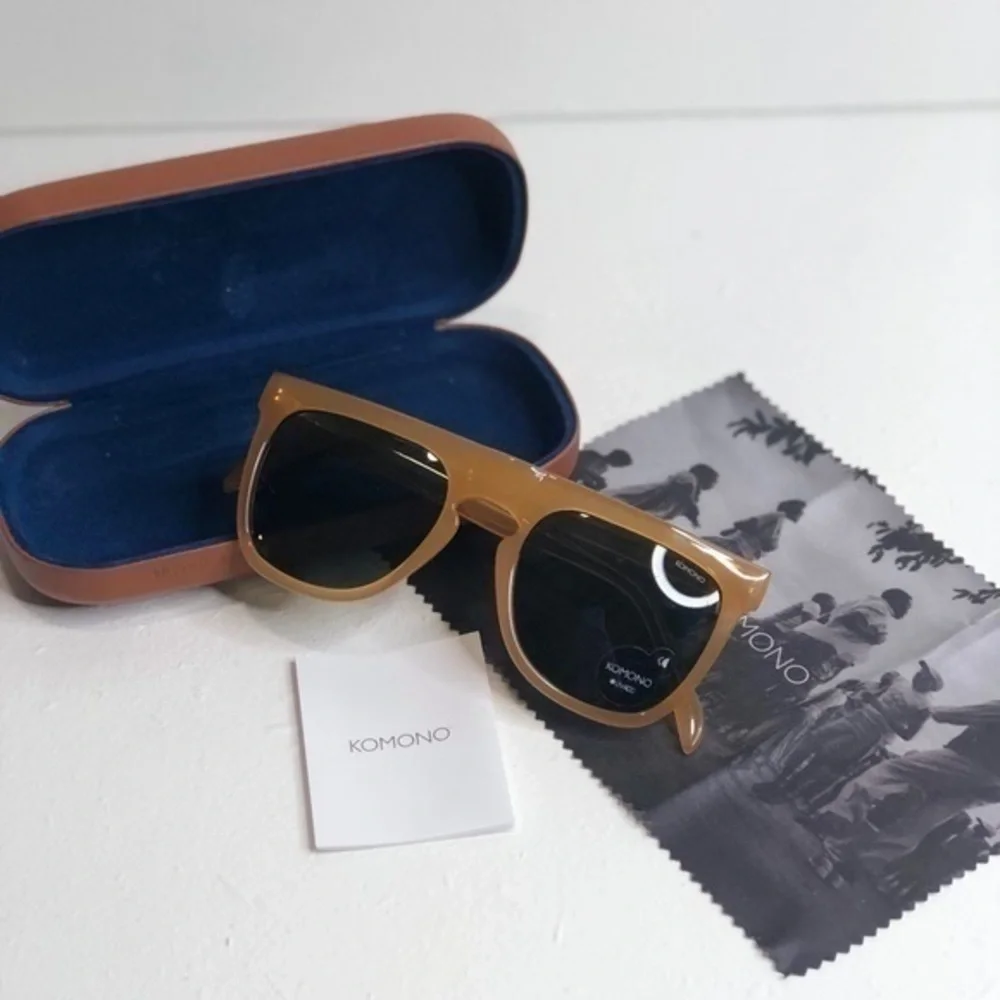 KOMONO Bennet Amber Sunglasses (NEW) Tan Carmel Plastic Frame NIB